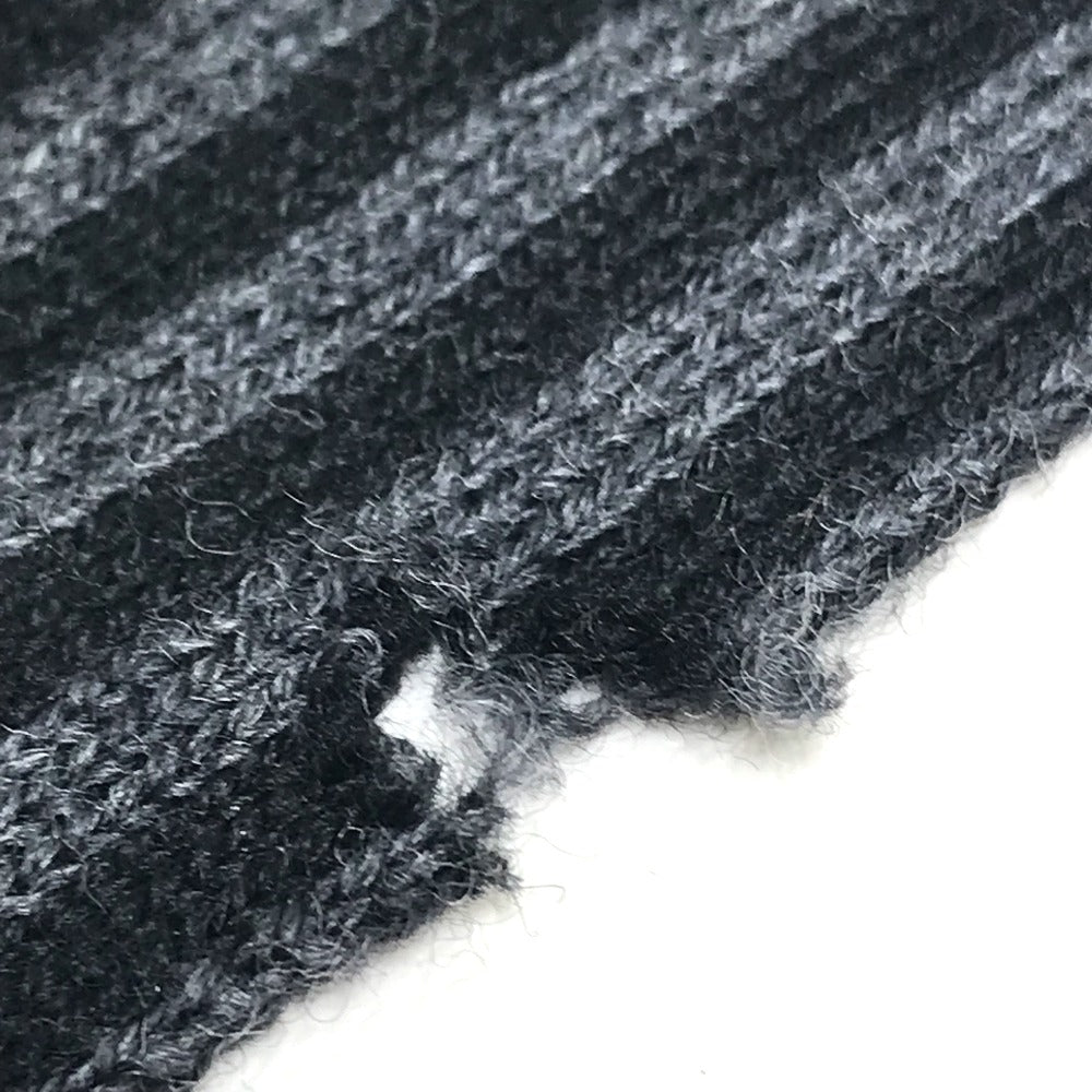 Louis Vuitton Scarf 401910 Wool Black Grey Chevron Stripes Mens