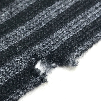 Louis Vuitton Scarf 401910 Wool Black Grey Chevron Stripes Mens