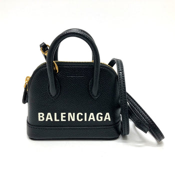 Balenciaga Shoulder Bag 639756 Leather Black Logo Villetop Women