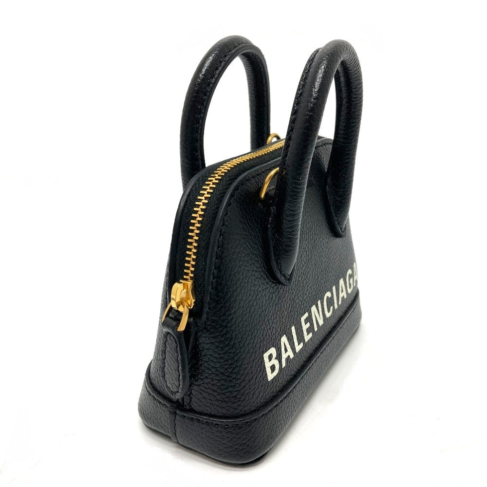 Balenciaga Shoulder Bag 639756 Leather Black Logo Villetop Women