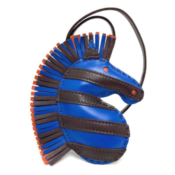 Hermes Bag Charm Anyo Miro Blue Zebra Gee Gee Savannah Women