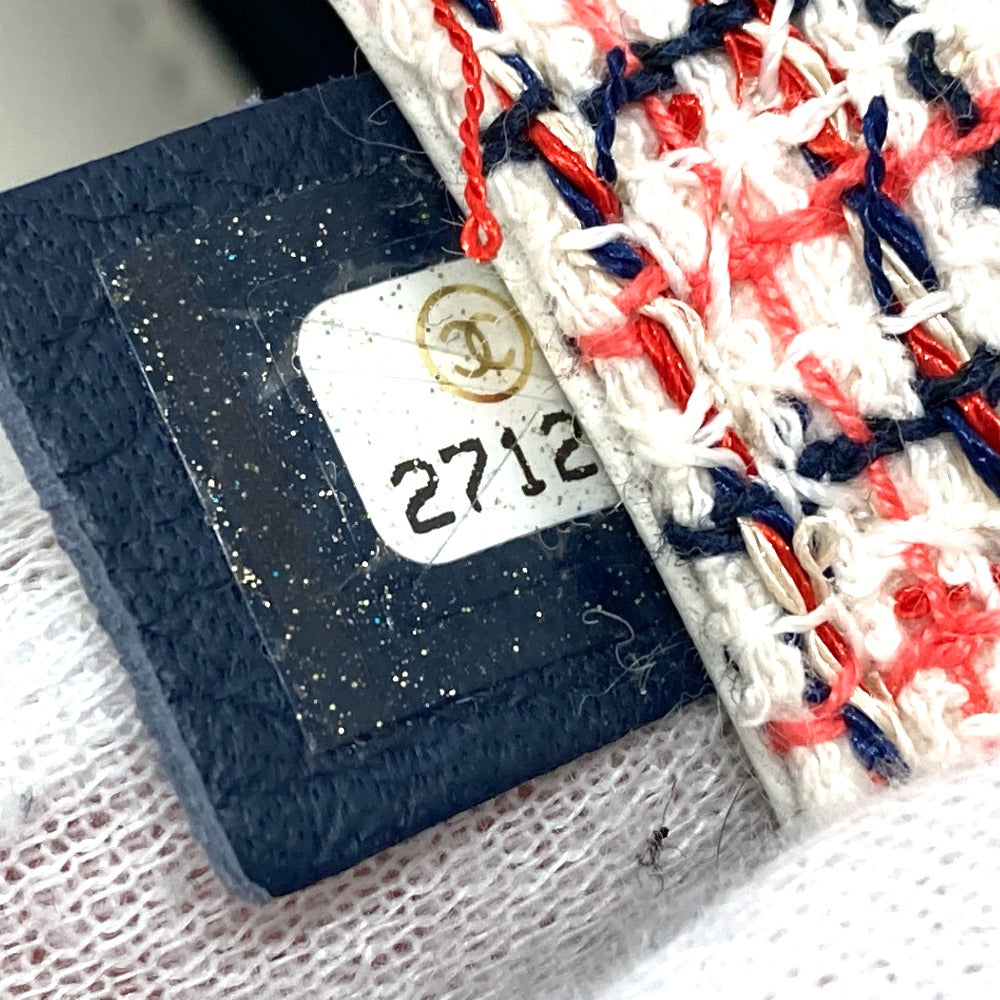 Chanel Shoulder Bag Leather, Tweed White X Red Cc Coco Mark Flap Pochette Women