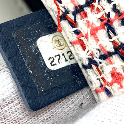 Chanel Shoulder Bag Leather, Tweed White X Red Cc Coco Mark Flap Pochette Women
