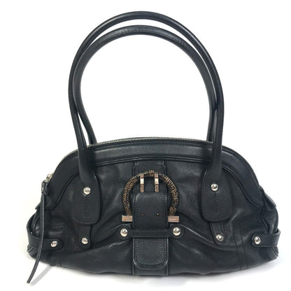 Salvatore Ferragamo Handbag Au-21-6806 Leather Black Gancini Women