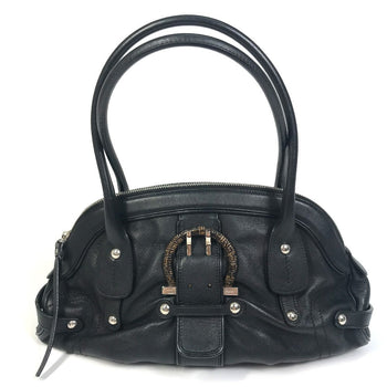 Salvatore Ferragamo Handbag Au-21-6806 Leather Black Gancini Women