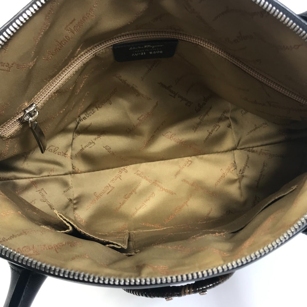 Salvatore Ferragamo Handbag Au-21-6806 Leather Black Gancini Women