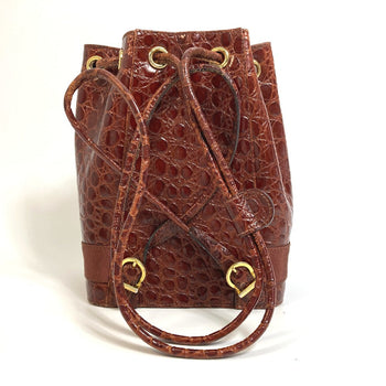Salvatore Ferragamo Backpack Aq-215676 Leather Brown Vala Embossing Women