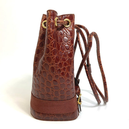 Salvatore Ferragamo Backpack Aq-215676 Leather Brown Vala Embossing Women
