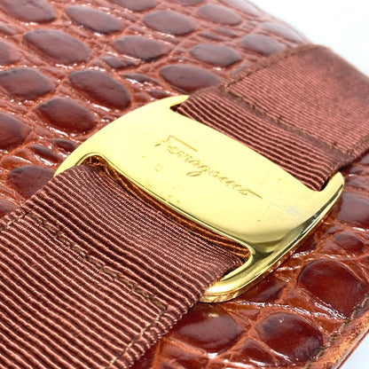 Salvatore Ferragamo Backpack Aq-215676 Leather Brown Vala Embossing Women