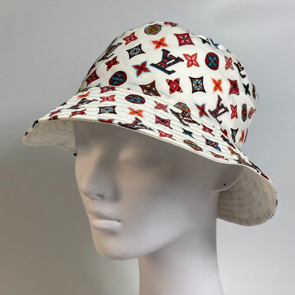 Louis Vuitton Hat M76718 Nylon White X Multicolor Monogram Bob Lovely Gram Unisex(Unisex) S
