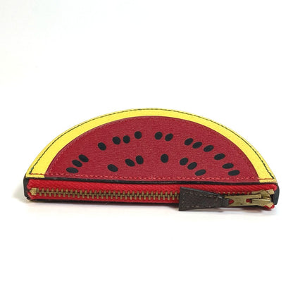 Hermes Coin Case Leather Red X Yellow X Green Watermelon Unisex(Unisex)
