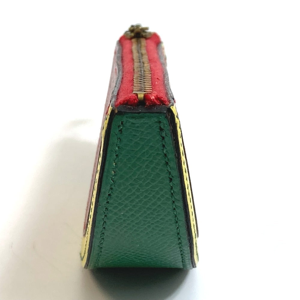 Hermes Coin Case Leather Red X Yellow X Green Watermelon Unisex(Unisex)