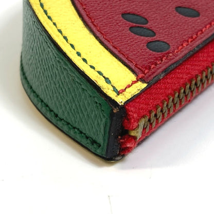 Hermes Coin Case Leather Red X Yellow X Green Watermelon Unisex(Unisex)