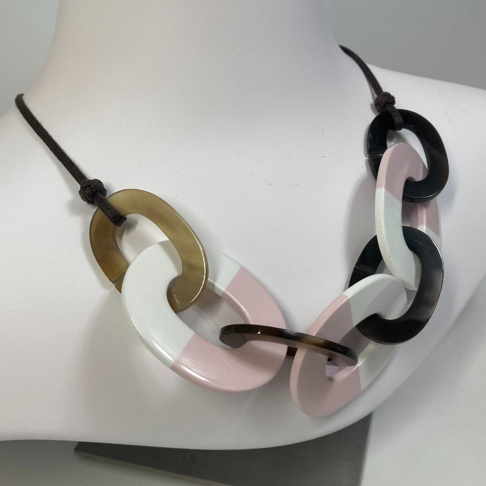 Hermes Necklace Buffalo Horn Pink Accessories Dip Die Necklace Women