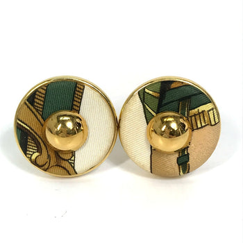 Hermes Earring Gold Plated Gold X Multicolor Round Type Accessory Women