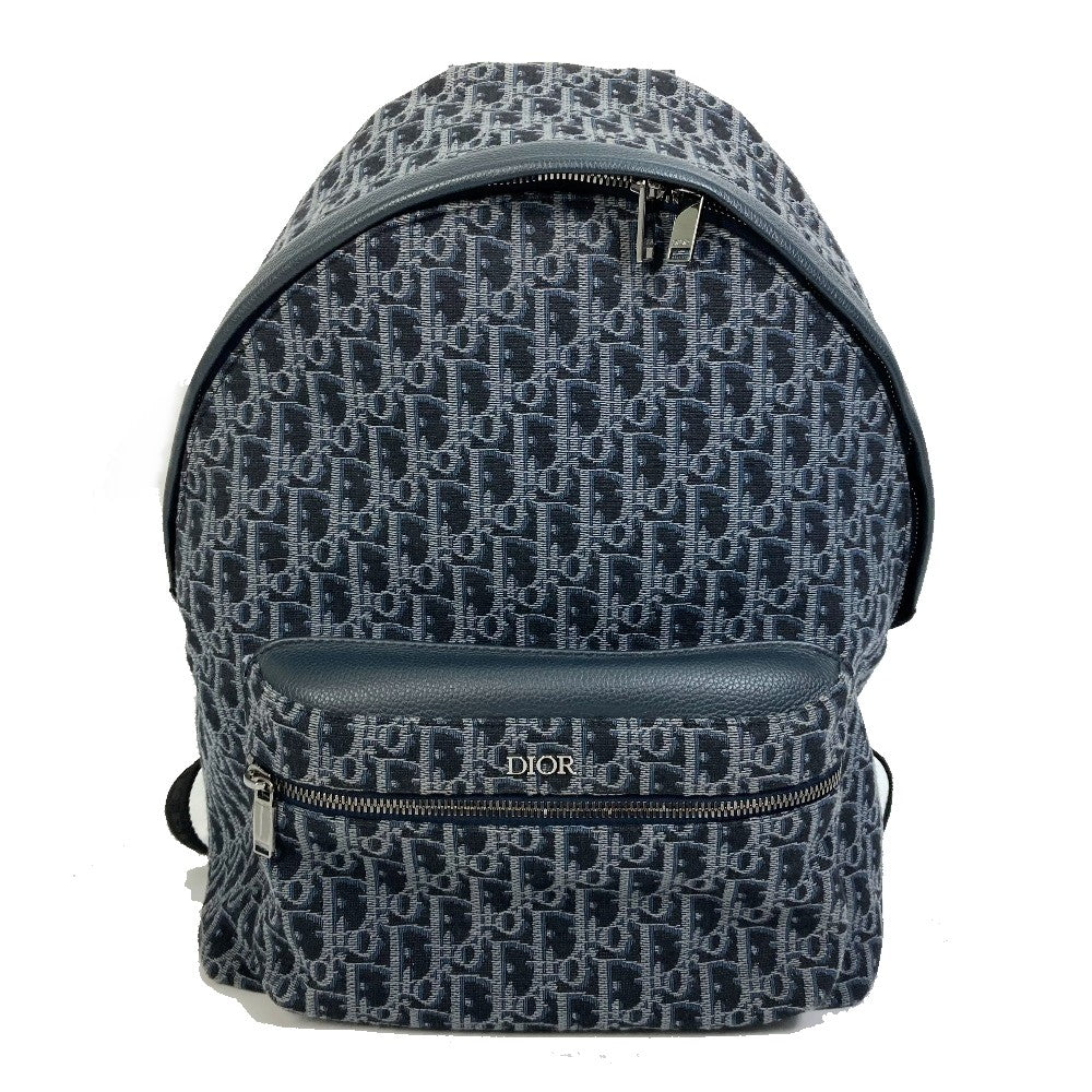 Dior Backpack Canvas / Leather Navy Trotter Oblique Backpack Mens
