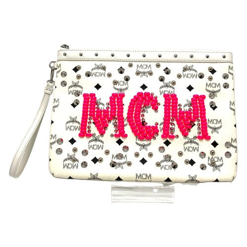 Mcm Clutch Bag Leather White Logogram Clutch Women