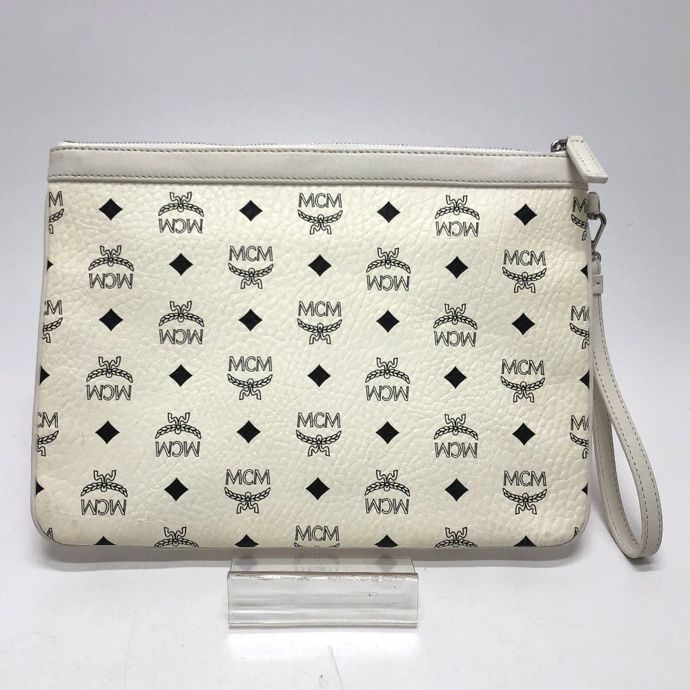 Mcm Clutch Bag Leather White Logogram Clutch Women