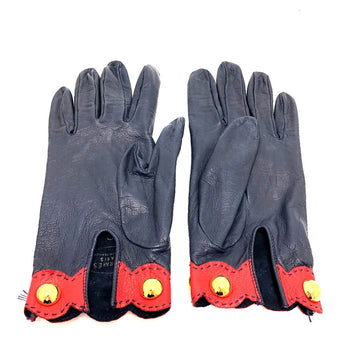Hermes Glove Leather Navy / Red Fashion Accessories Apparel Women 6