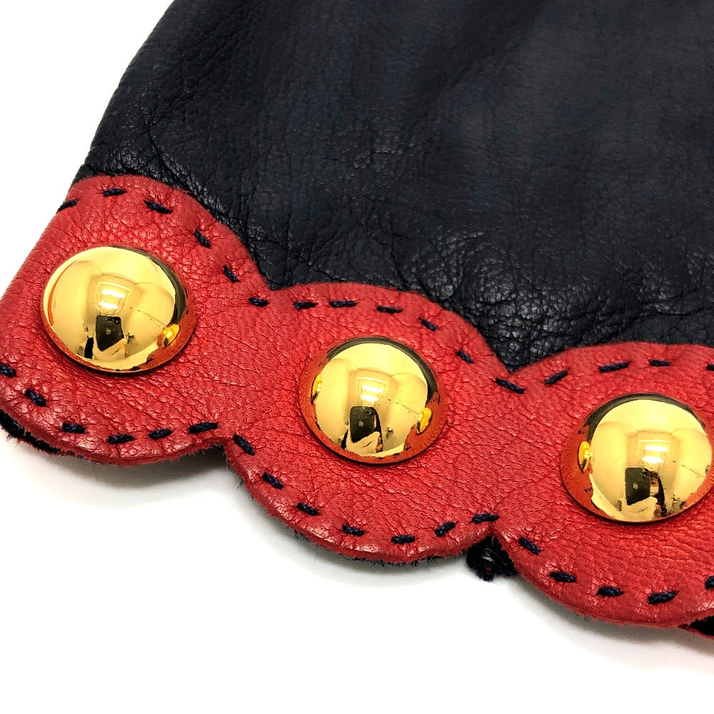 Hermes Glove Leather Navy / Red Fashion Accessories Apparel Women 6