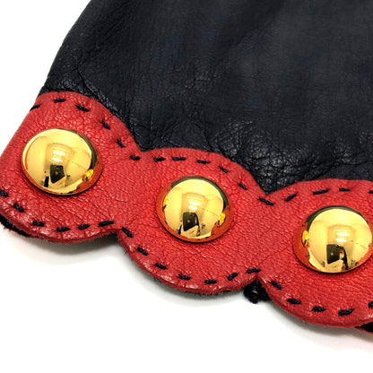 Hermes Glove Leather Navy / Red Fashion Accessories Apparel Women 6