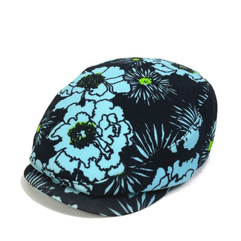 Prada Casquette Nylon Blue X Black Floral Hat Women L