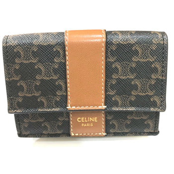 Celine Trifold Wallet Pvc / Leather Brown Triomphe Small Trifold Women