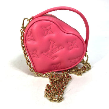 Louis Vuitton Shoulder Bag M81893 Leather Pink Monogram Bubblegram Pop My Heart Pouch Women