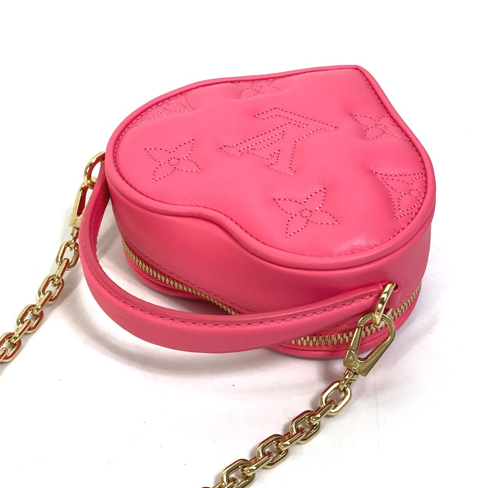Louis Vuitton Shoulder Bag M81893 Leather Pink Monogram Bubblegram Pop My Heart Pouch Women