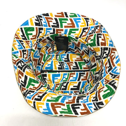 Fendi Hat Nylon Beige / Multicolor Zucca Reversible Mens