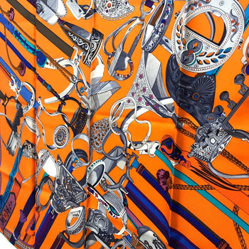Hermes Scarf Silk Orange X Purple X Blue Concours Detriers Carre 90 Women