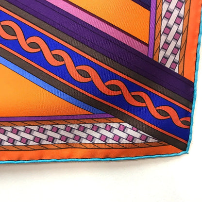 Hermes Scarf Silk Orange X Purple X Blue Concours Detriers Carre 90 Women