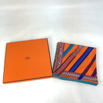 Hermes Scarf Silk Orange X Purple X Blue Concours Detriers Carre 90 Women