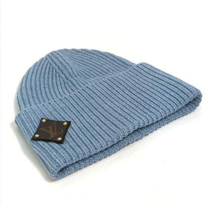 Louis Vuitton Knit Hat M76710 Wool Blue Monogram Bonnet Lv Mens