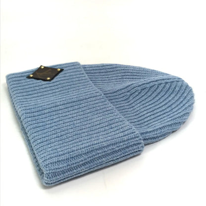 Louis Vuitton Knit Hat M76710 Wool Blue Monogram Bonnet Lv Mens