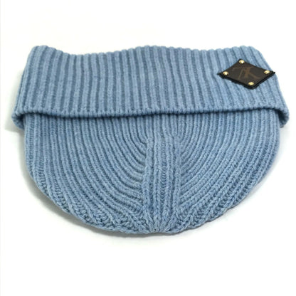 Louis Vuitton Knit Hat M76710 Wool Blue Monogram Bonnet Lv Mens