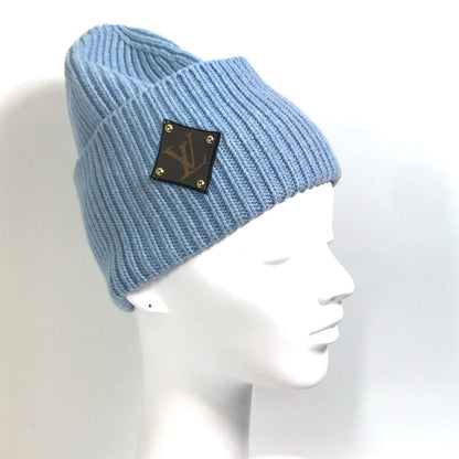 Louis Vuitton Knit Hat M76710 Wool Blue Monogram Bonnet Lv Mens