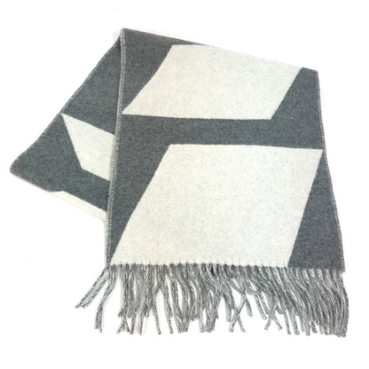 Hermes Scarf Cashmere Gray X White Kazak Optic Women
