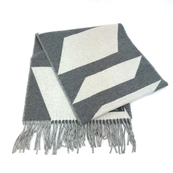 Hermes Scarf Cashmere Gray X White Kazak Optic Women
