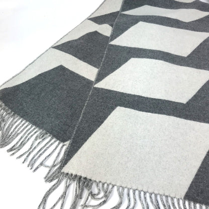 Hermes Scarf Cashmere Gray X White Kazak Optic Women