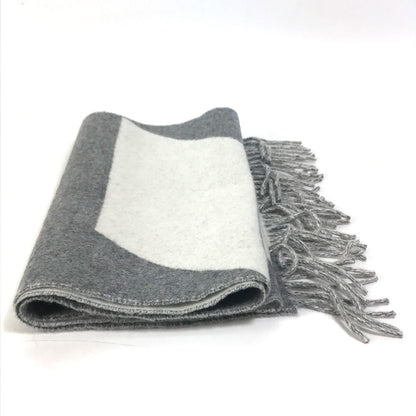 Hermes Scarf Cashmere Gray X White Kazak Optic Women