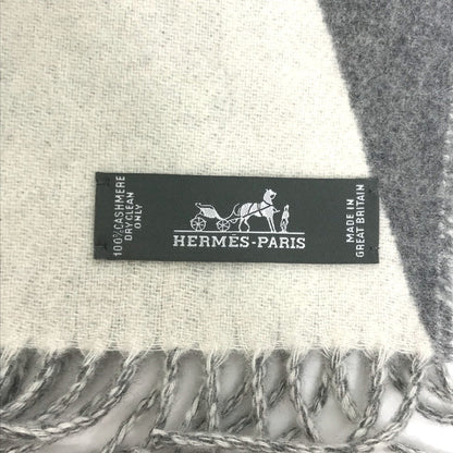 Hermes Scarf Cashmere Gray X White Kazak Optic Women