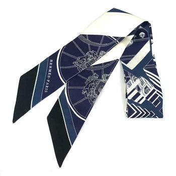 Hermes Scarf 063932S0 19 Silk Navy Springs Springs Springs Springs Bague Women