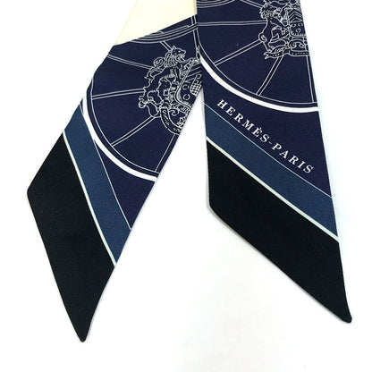 Hermes Scarf 063932S0 19 Silk Navy Springs Springs Springs Springs Bague Women