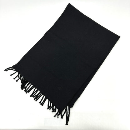 Fendi Scarf Wool Black Fringe Leopard Motif Women