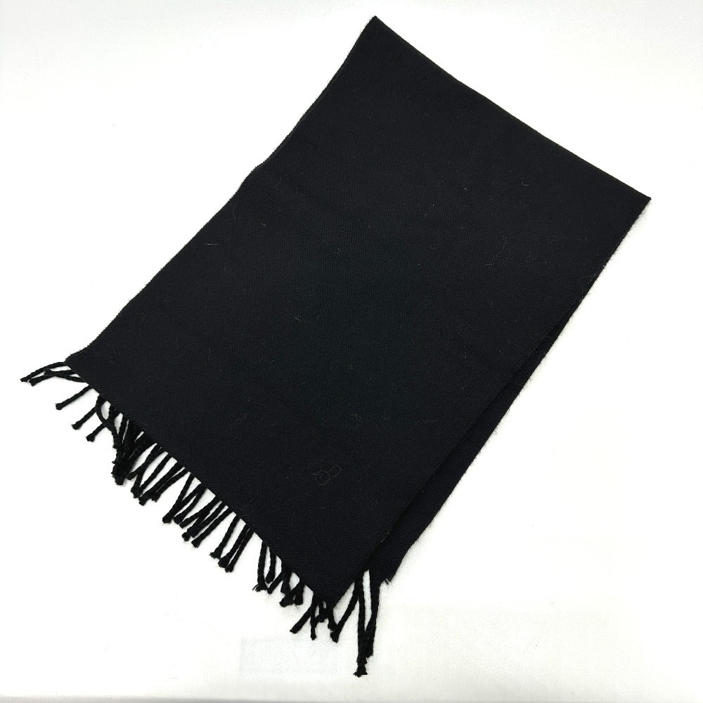 Fendi Scarf Wool Black Fringe Leopard Motif Women