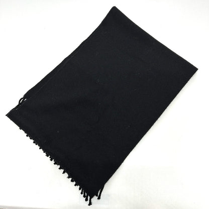 Fendi Scarf Wool Black Fringe Leopard Motif Women