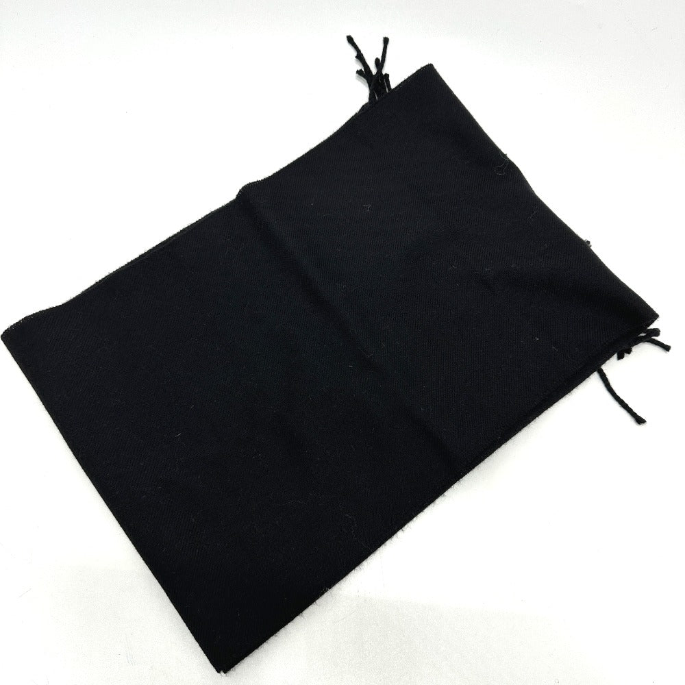 Fendi Scarf Wool Black Fringe Leopard Motif Women