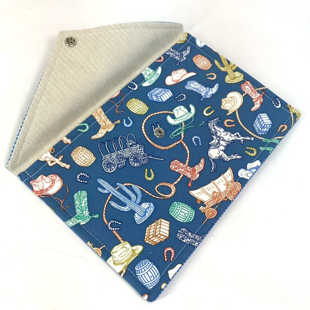 Hermes Pouch Cotton Blue Flat Western Company Gm Women