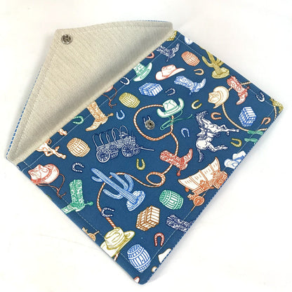 Hermes Pouch Cotton Blue Flat Western Company Gm Women